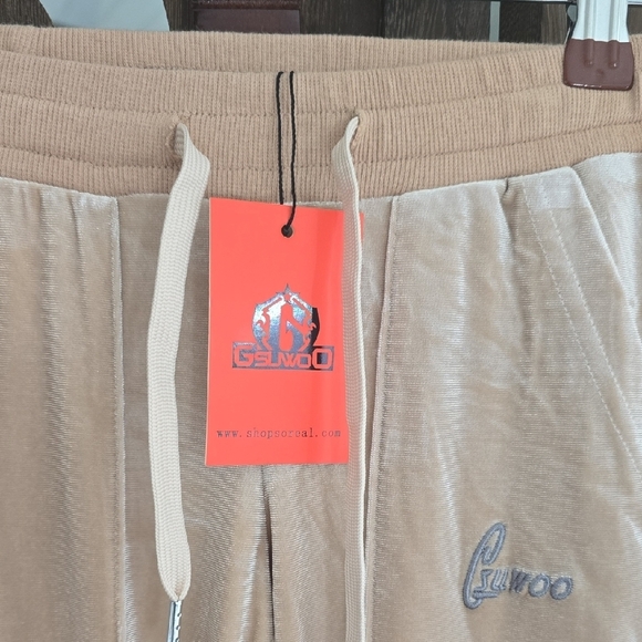 Y2K Gsuwoo Vintage Velour Joggers In Apricot Nwt - Picture 2 of 8